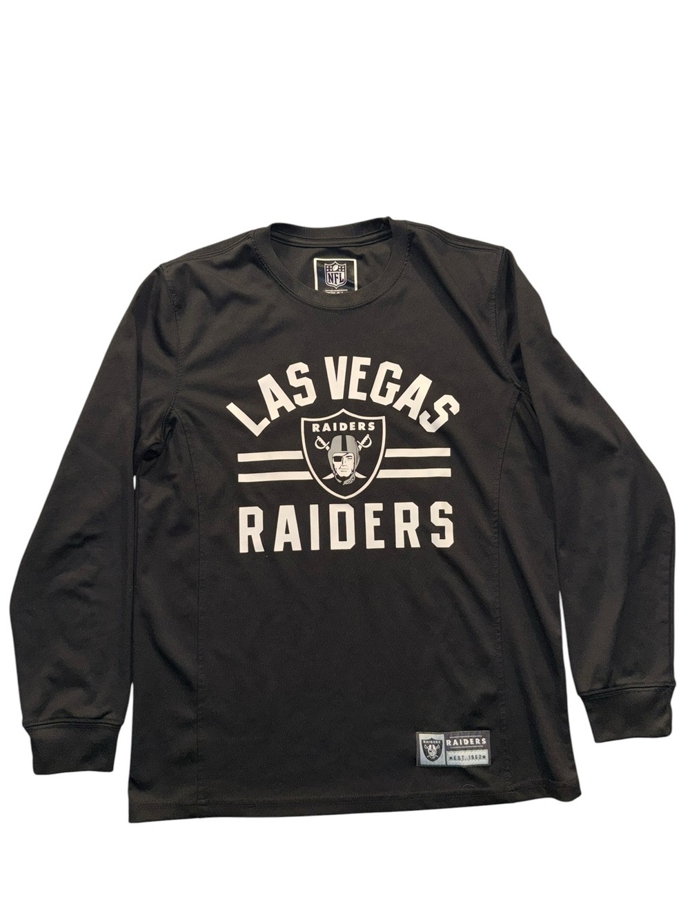 NFL Kids Long Sleeve Shirt Black Size Large 14/16 Las Vegas Raiders Fall